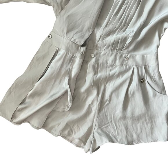 Ever Women's 100% Silk Wrap Front Romper Light Gray Size Small Rare NWT - Picture 7 of 16